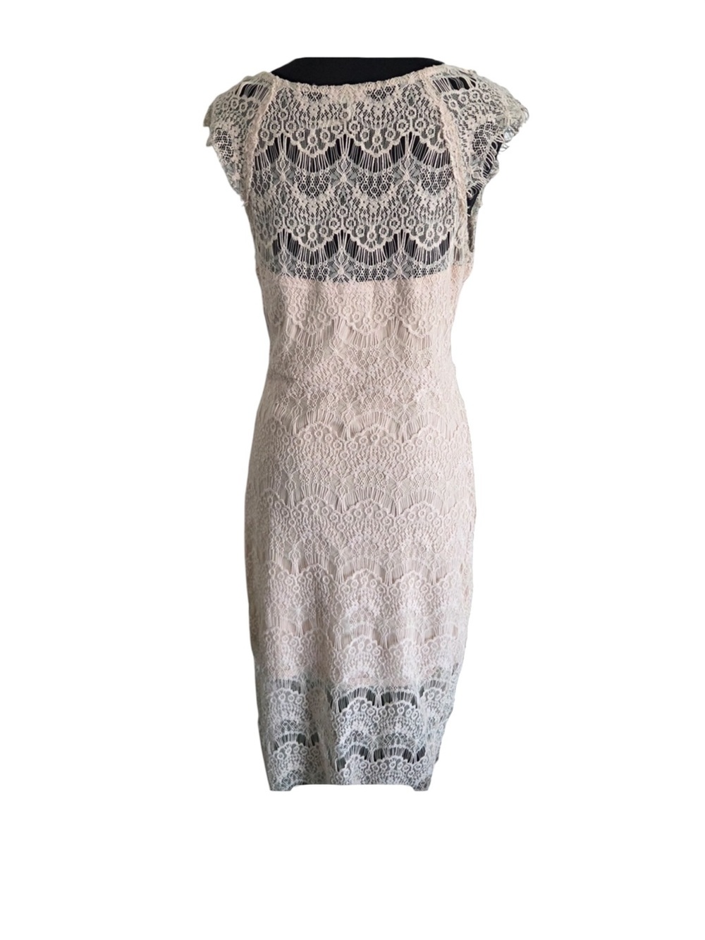 Free People Intimately Ivory Lace Sheath Midi Dress Cap Sleeve M - Picture 5 of 11